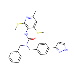 CSc1cc(C)nc(SC)c1NC(=O)N(Cc1ccccc1)Cc1ccc(-c2cc[nH]n2)cc1 ZINC000013780004