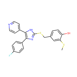 CSc1cc(CSc2nc(-c3ccc(F)cc3)c(-c3ccncc3)[nH]2)ccc1O ZINC000013491682