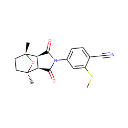 CSc1cc(N2C(=O)[C@H]3[C@@H](C2=O)[C@@]2(C)CC[C@@]3(C)O2)ccc1C#N ZINC000101163200