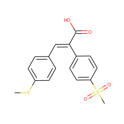 CSc1ccc(/C=C(/C(=O)O)c2ccc(S(C)(=O)=O)cc2)cc1 ZINC000095587415