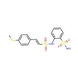 CSc1ccc(/C=C/S(=O)(=O)Nc2ccccc2S(N)(=O)=O)cc1 ZINC000144027062