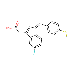 CSc1ccc(/C=C2/C=C(CC(=O)O)c3cc(F)ccc32)cc1 ZINC000043075511