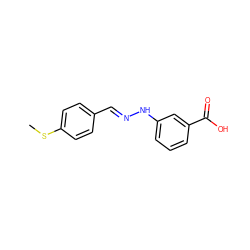 CSc1ccc(/C=N/Nc2cccc(C(=O)O)c2)cc1 ZINC000005163322