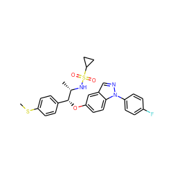 CSc1ccc([C@@H](Oc2ccc3c(cnn3-c3ccc(F)cc3)c2)[C@H](C)NS(=O)(=O)C2CC2)cc1 ZINC000113773006