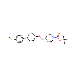 CSc1ccc([C@H]2CC[C@H](OCC3CCN(C(=O)OC(C)(C)C)CC3)CC2)cc1 ZINC000261077949