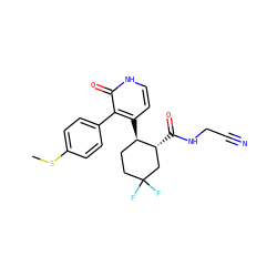 CSc1ccc(-c2c([C@@H]3CCC(F)(F)C[C@H]3C(=O)NCC#N)cc[nH]c2=O)cc1 ZINC000014972361