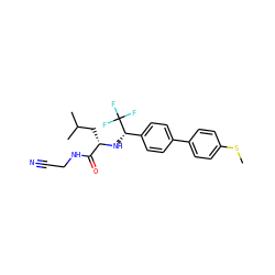 CSc1ccc(-c2ccc([C@H](N[C@@H](CC(C)C)C(=O)NCC#N)C(F)(F)F)cc2)cc1 ZINC000014971257