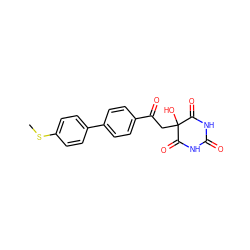 CSc1ccc(-c2ccc(C(=O)CC3(O)C(=O)NC(=O)NC3=O)cc2)cc1 ZINC000095573547