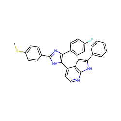 CSc1ccc(-c2nc(-c3ccc(F)cc3)c(-c3ccnc4[nH]c(-c5ccccc5)cc34)[nH]2)cc1 ZINC000095572769