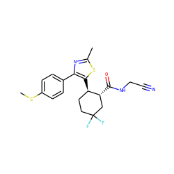 CSc1ccc(-c2nc(C)sc2[C@@H]2CCC(F)(F)C[C@H]2C(=O)NCC#N)cc1 ZINC000014972373