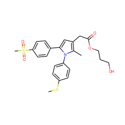 CSc1ccc(-n2c(-c3ccc(S(C)(=O)=O)cc3)cc(CC(=O)OCCCO)c2C)cc1 ZINC000073240205