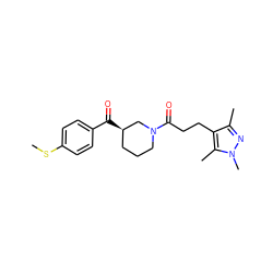 CSc1ccc(C(=O)[C@@H]2CCCN(C(=O)CCc3c(C)nn(C)c3C)C2)cc1 ZINC000012313829