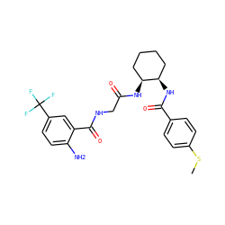 CSc1ccc(C(=O)N[C@@H]2CCCC[C@@H]2NC(=O)CNC(=O)c2cc(C(F)(F)F)ccc2N)cc1 ZINC000040420228