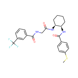 CSc1ccc(C(=O)N[C@@H]2CCCC[C@@H]2NC(=O)CNC(=O)c2cccc(C(F)(F)F)c2)cc1 ZINC000029151324