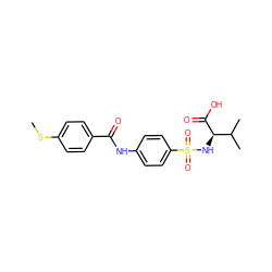 CSc1ccc(C(=O)Nc2ccc(S(=O)(=O)N[C@@H](C(=O)O)C(C)C)cc2)cc1 ZINC000013778456