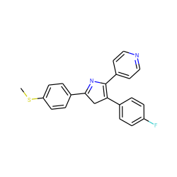 CSc1ccc(C2=NC(c3ccncc3)=C(c3ccc(F)cc3)C2)cc1 ZINC000052617584