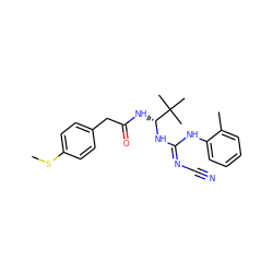 CSc1ccc(CC(=O)N[C@@H](N/C(=N/C#N)Nc2ccccc2C)C(C)(C)C)cc1 ZINC000040405572