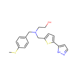 CSc1ccc(CN(CCO)Cc2ccc(-c3ccn[nH]3)s2)cc1 ZINC000055327418