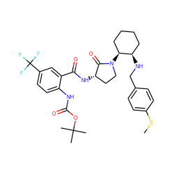 CSc1ccc(CN[C@@H]2CCCC[C@@H]2N2CC[C@H](NC(=O)c3cc(C(F)(F)F)ccc3NC(=O)OC(C)(C)C)C2=O)cc1 ZINC000049781367