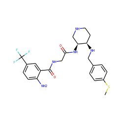 CSc1ccc(CN[C@@H]2CCNC[C@@H]2NC(=O)CNC(=O)c2cc(C(F)(F)F)ccc2N)cc1 ZINC000040975426