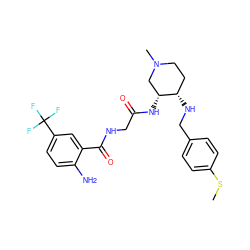 CSc1ccc(CN[C@H]2CCN(C)C[C@H]2NC(=O)CNC(=O)c2cc(C(F)(F)F)ccc2N)cc1 ZINC000034314520