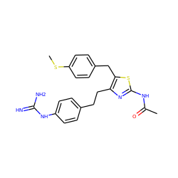 CSc1ccc(Cc2sc(NC(C)=O)nc2CCc2ccc(NC(=N)N)cc2)cc1 ZINC000096258720