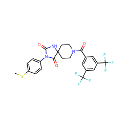 CSc1ccc(N2C(=O)NC3(CCN(C(=O)c4cc(C(F)(F)F)cc(C(F)(F)F)c4)CC3)C2=O)cc1 ZINC000026568602