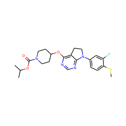 CSc1ccc(N2CCc3c(OC4CCN(C(=O)OC(C)C)CC4)ncnc32)cc1F ZINC000095577935