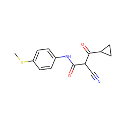 CSc1ccc(NC(=O)C(C#N)C(=O)C2CC2)cc1 ZINC000100784942