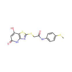 CSc1ccc(NC(=O)CSc2nc3[nH]c(=O)cc(O)c3s2)cc1 ZINC000004945702