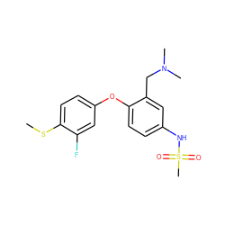 CSc1ccc(Oc2ccc(NS(C)(=O)=O)cc2CN(C)C)cc1F ZINC000040952336