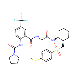 CSc1ccc(S(=O)(=O)C[C@@H]2CCCC[C@@H]2NC(=O)CNC(=O)c2cc(C(F)(F)F)ccc2NC(=O)N2CCCC2)cc1 ZINC000049833428