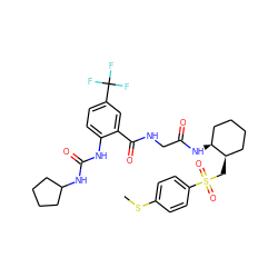 CSc1ccc(S(=O)(=O)C[C@@H]2CCCC[C@@H]2NC(=O)CNC(=O)c2cc(C(F)(F)F)ccc2NC(=O)NC2CCCC2)cc1 ZINC000049833496