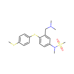 CSc1ccc(Sc2ccc(N(C)S(C)(=O)=O)cc2CN(C)C)cc1 ZINC000040935958