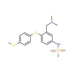 CSc1ccc(Sc2ccc(NS(C)(=O)=O)cc2CN(C)C)cc1 ZINC000040980498