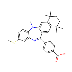 CSc1ccc2c(c1)N=C(c1ccc(C(=O)O)cc1)c1cc3c(cc1N2C)C(C)(C)CCC3(C)C ZINC000028708807