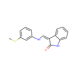 CSc1cccc(N/C=C2\C(=O)Nc3ccccc32)c1 ZINC000002914165