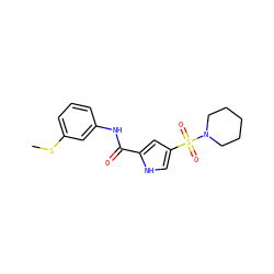 CSc1cccc(NC(=O)c2cc(S(=O)(=O)N3CCCCC3)c[nH]2)c1 ZINC000006893647