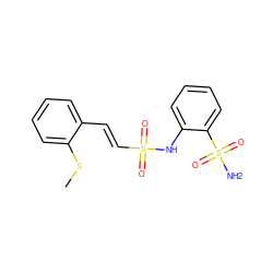 CSc1ccccc1/C=C/S(=O)(=O)Nc1ccccc1S(N)(=O)=O ZINC000147491176