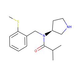 CSc1ccccc1CN(C(=O)C(C)C)[C@H]1CCNC1 ZINC000040917337