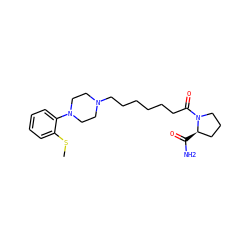 CSc1ccccc1N1CCN(CCCCCCC(=O)N2CCC[C@H]2C(N)=O)CC1 ZINC000169310346