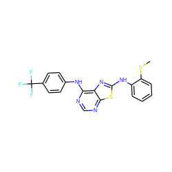 CSc1ccccc1Nc1nc2c(Nc3ccc(C(F)(F)F)cc3)ncnc2s1 ZINC000040874729