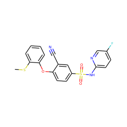 CSc1ccccc1Oc1ccc(S(=O)(=O)Nc2ccc(F)cn2)cc1C#N ZINC000473201005