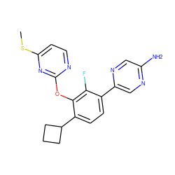 CSc1ccnc(Oc2c(C3CCC3)ccc(-c3cnc(N)cn3)c2F)n1 ZINC000224580052