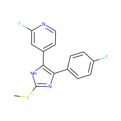 CSc1nc(-c2ccc(F)cc2)c(-c2ccnc(F)c2)[nH]1 ZINC000013524430