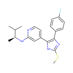 CSc1nc(-c2ccc(F)cc2)c(-c2ccnc(N[C@@H](C)C(C)C)c2)[nH]1 ZINC000040420218