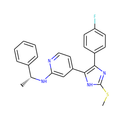 CSc1nc(-c2ccc(F)cc2)c(-c2ccnc(N[C@H](C)c3ccccc3)c2)[nH]1 ZINC000026961992