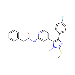 CSc1nc(-c2ccc(F)cc2)c(-c2ccnc(NC(=O)Cc3ccccc3)c2)n1C ZINC000169331113