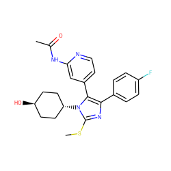 CSc1nc(-c2ccc(F)cc2)c(-c2ccnc(NC(C)=O)c2)n1[C@H]1CC[C@H](O)CC1 ZINC000253951902