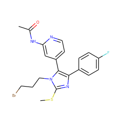 CSc1nc(-c2ccc(F)cc2)c(-c2ccnc(NC(C)=O)c2)n1CCCBr ZINC000064527945